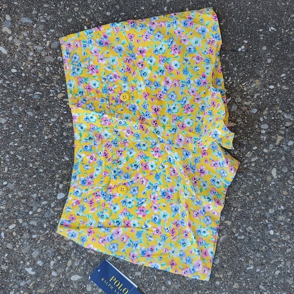 Polo Ralph Lauren Spring Yellow Flower Shorts Girls 14 - Picture 5 of 6